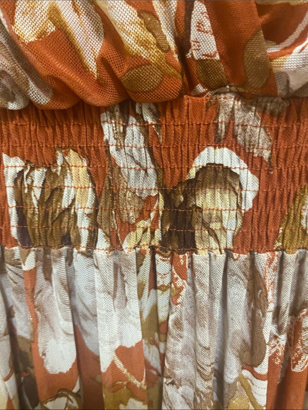 Rust Floral Wrap Maxi Dress with Puff Sleeves - Picture 7 of 10